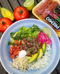 sweet and hot premio sausage burrito bowl
