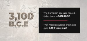 The Sumerian sausage record dates back to 3,100 B.C.E which was over 5,000 years ago